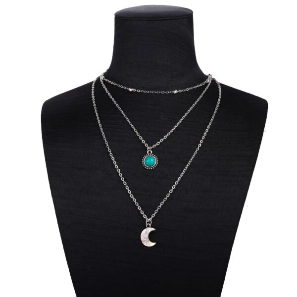 Collier Multi-Rangs Turquoise & Lune 🌙