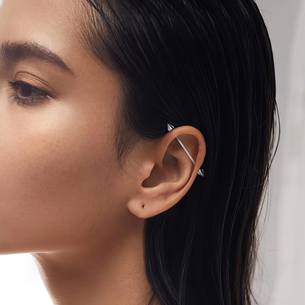 Barbell d'Oreille - Style Industriel avec Pointes
