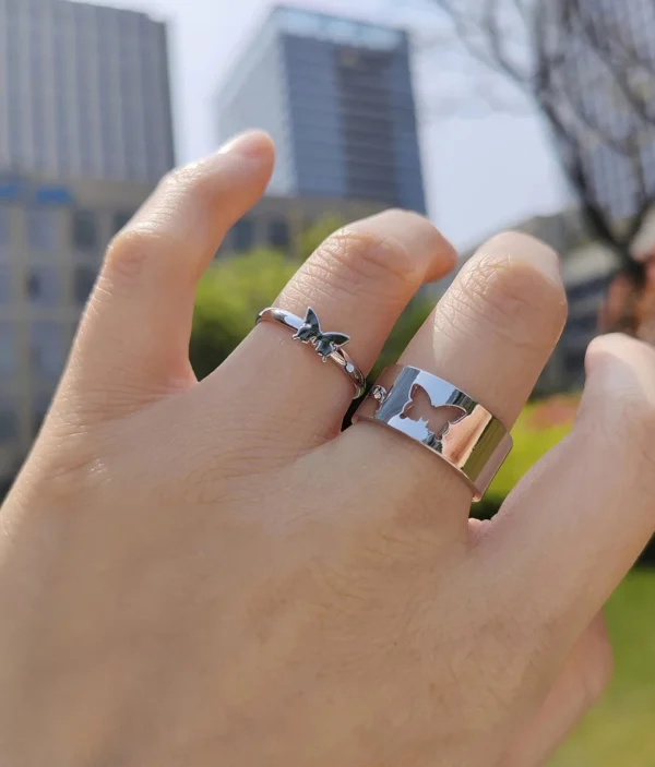 Ensemble de Bagues - Papillon Doré & Argenté