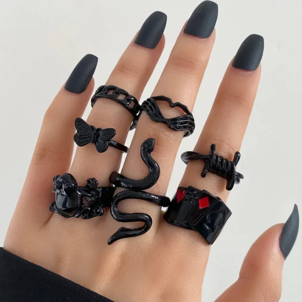 Ensemble de Bagues Gothique & Fantaisie 🖤