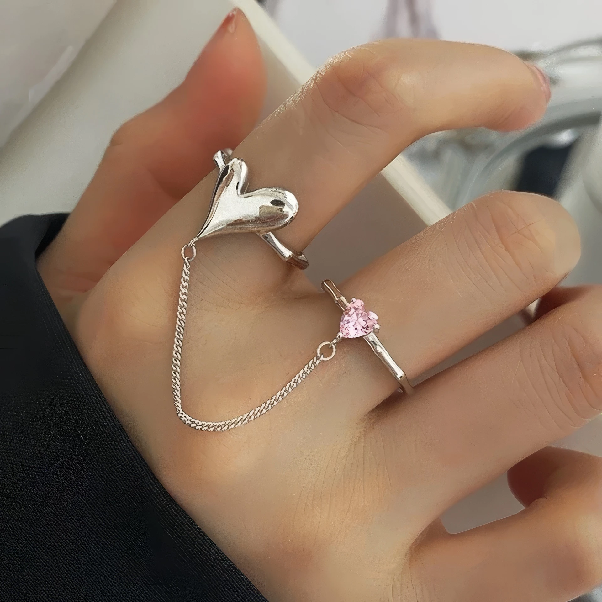 Bagues Duo Cœur & Pierre 💖 – Image 2