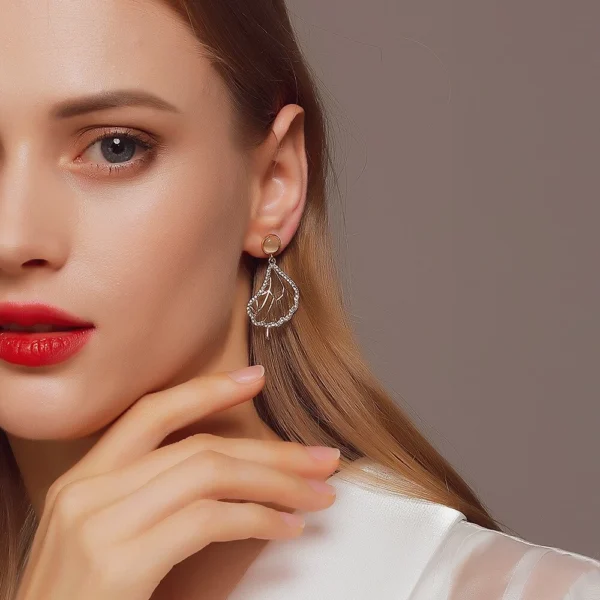 Boucles d'Oreilles Feuille et Perle