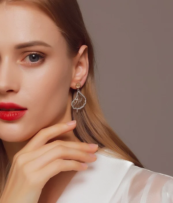 Boucles d'Oreilles Feuille et Perle