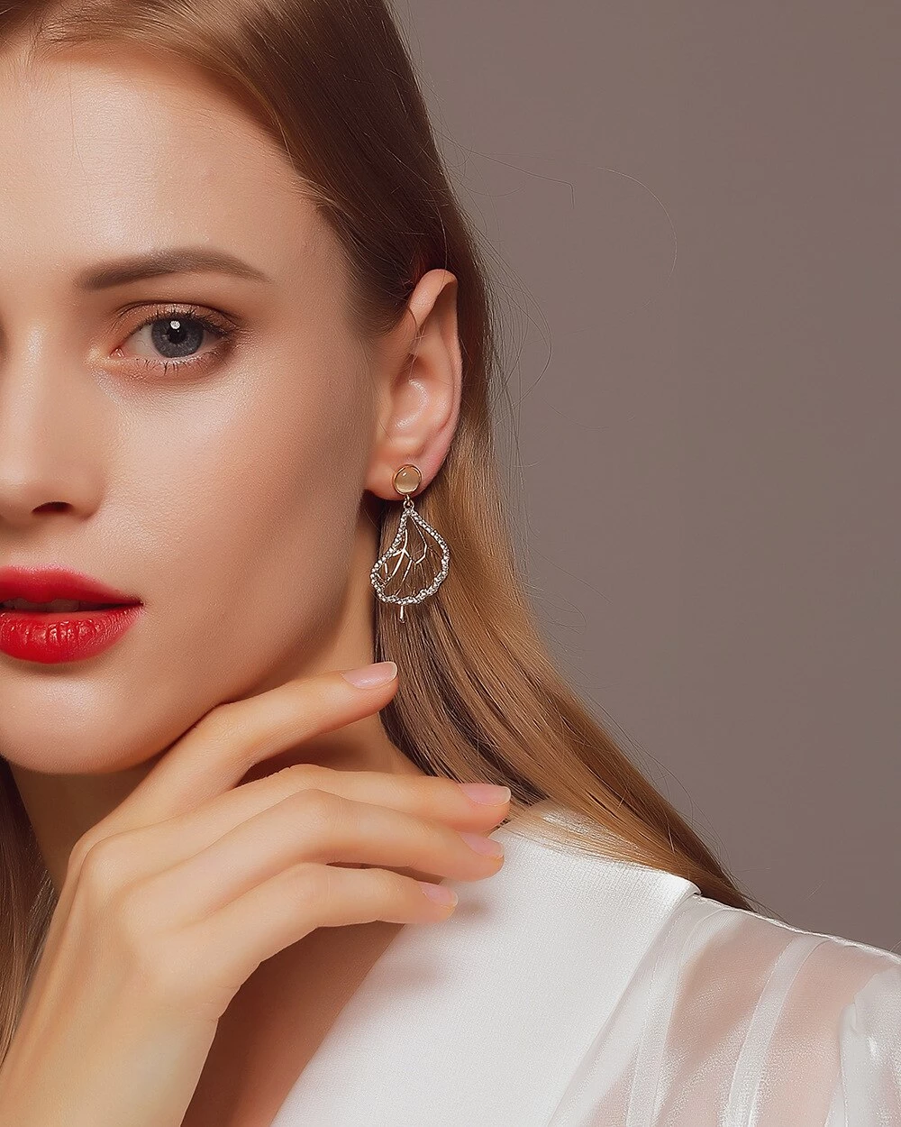 Boucles d'Oreilles Feuille et Perle