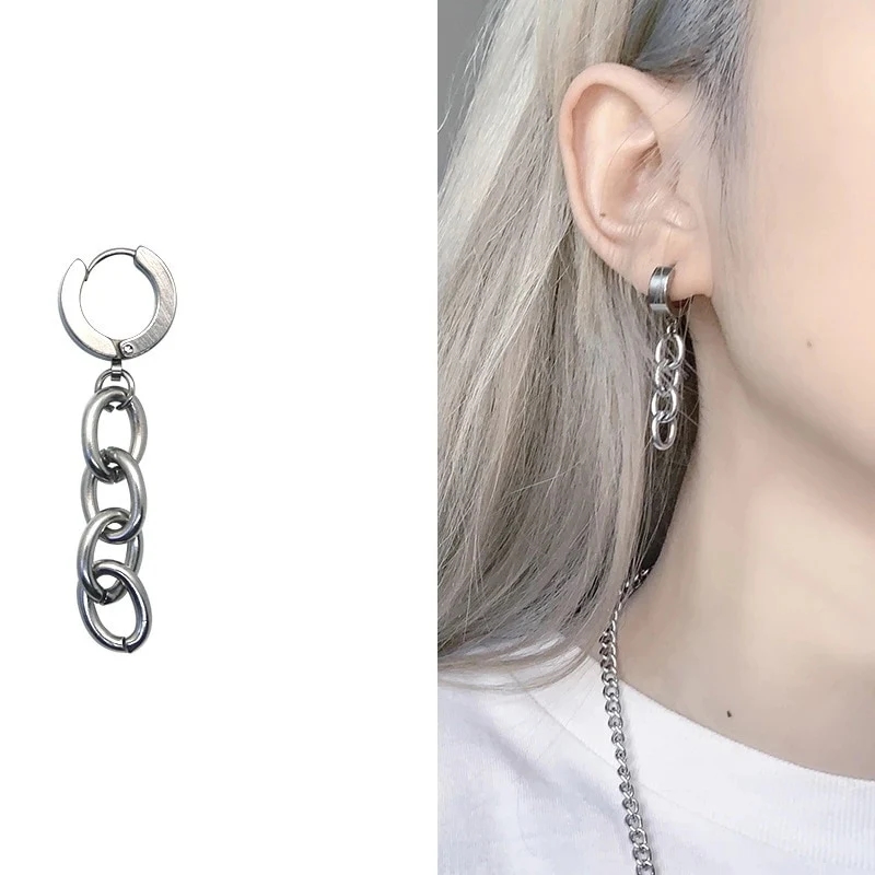 Boucle d'Oreille Chaîne en Acier Inoxydable