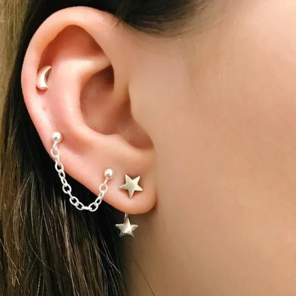 Boucles d'Oreilles Étoile et Lune