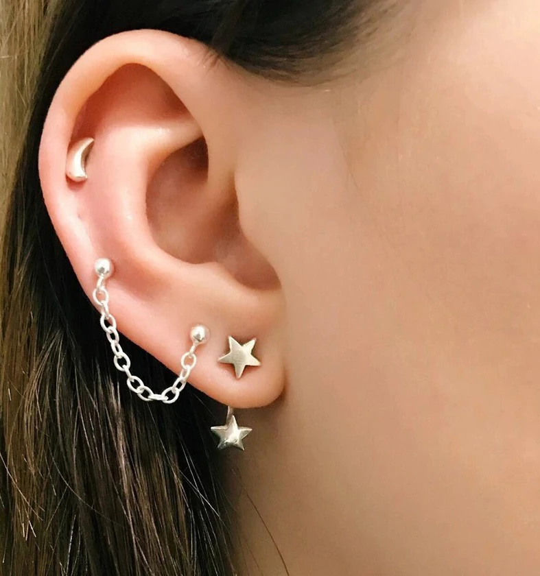 Boucles d'Oreilles Étoile et Lune