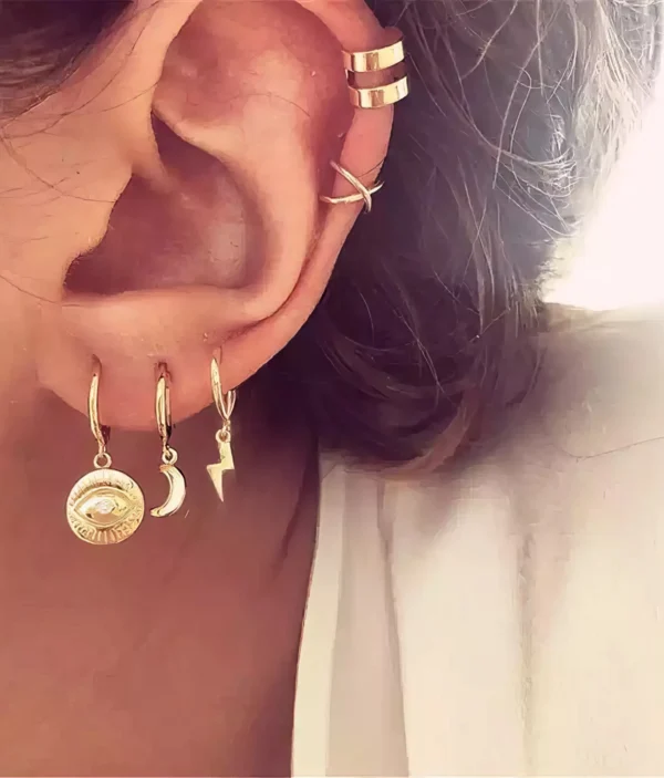 Boucles d'Oreilles Lune et Éclair