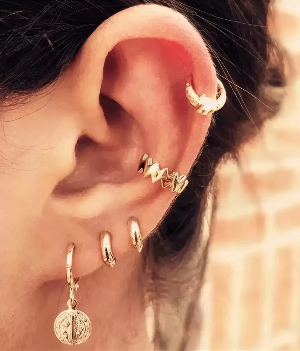 Boucles d'Oreilles avec Pendentif et Anneaux