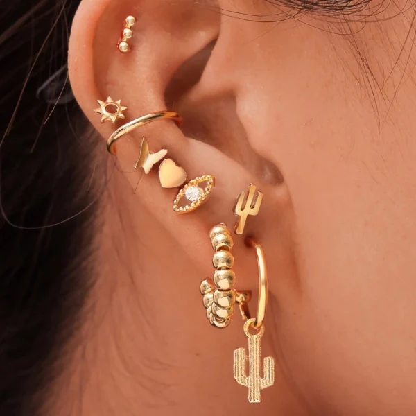 Boucles d'Oreilles Cactus et Soleil