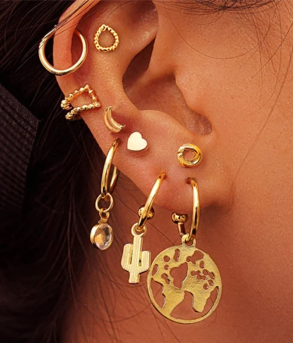 Boucles d'Oreilles Ensemble de 9 Pièces