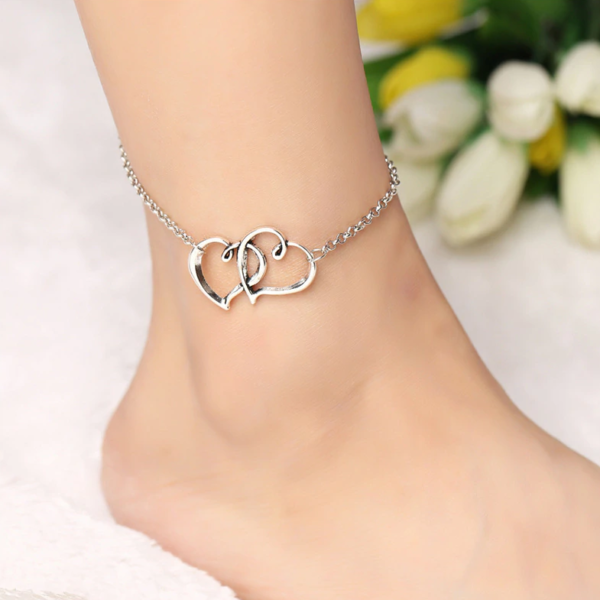 Bracelet de Cheville C007 - Double Coeur