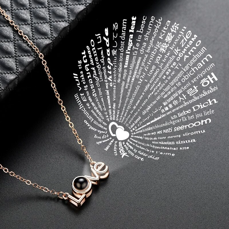 Collier Projection 100 Langues – Message d’Amour Caché 💖