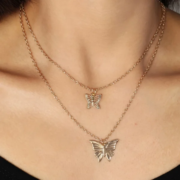 Collier Double Papillon - Style Élégant