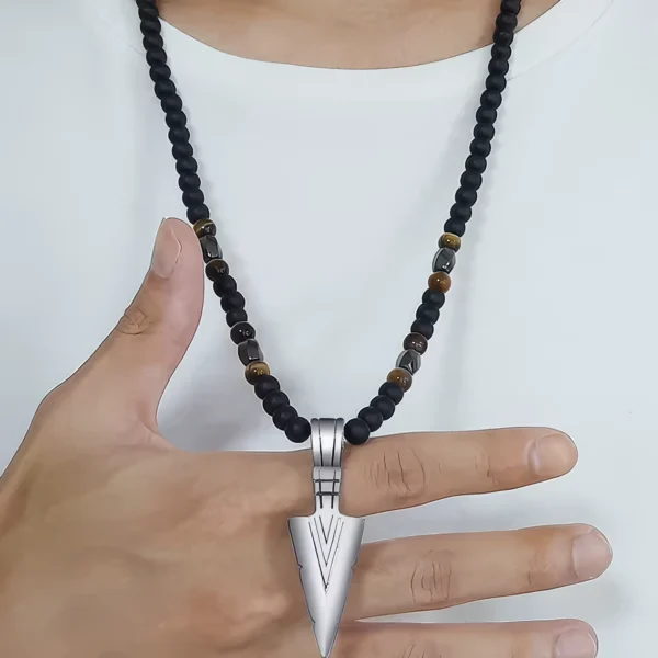 Collier Homme - Flèche Tribale & Perles