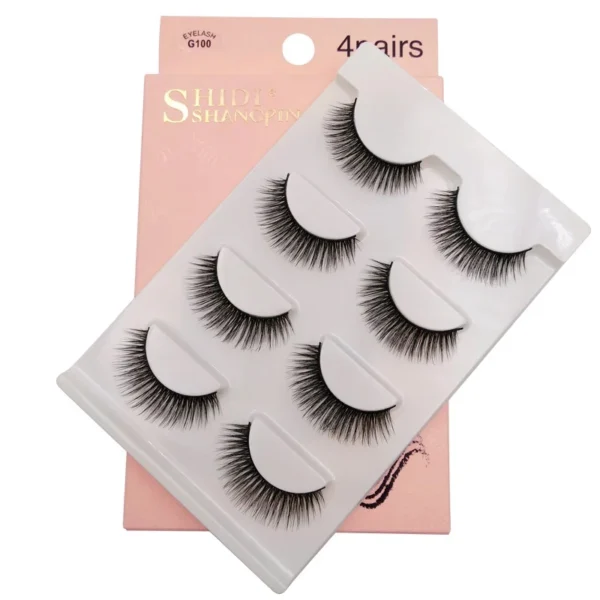 Faux Cils 3D - 4 Paires Naturelles et Réutilisables