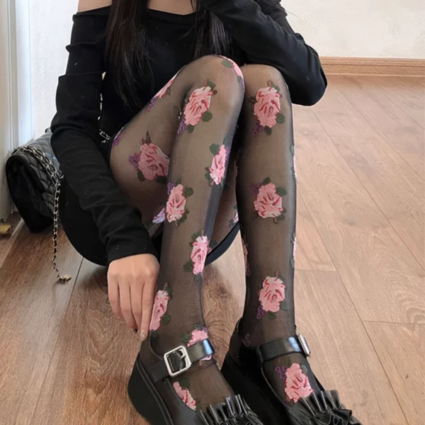Collant Transparent Élégance Florale