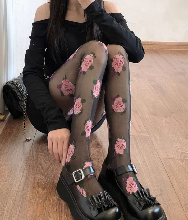 Collant Transparent Élégance Florale