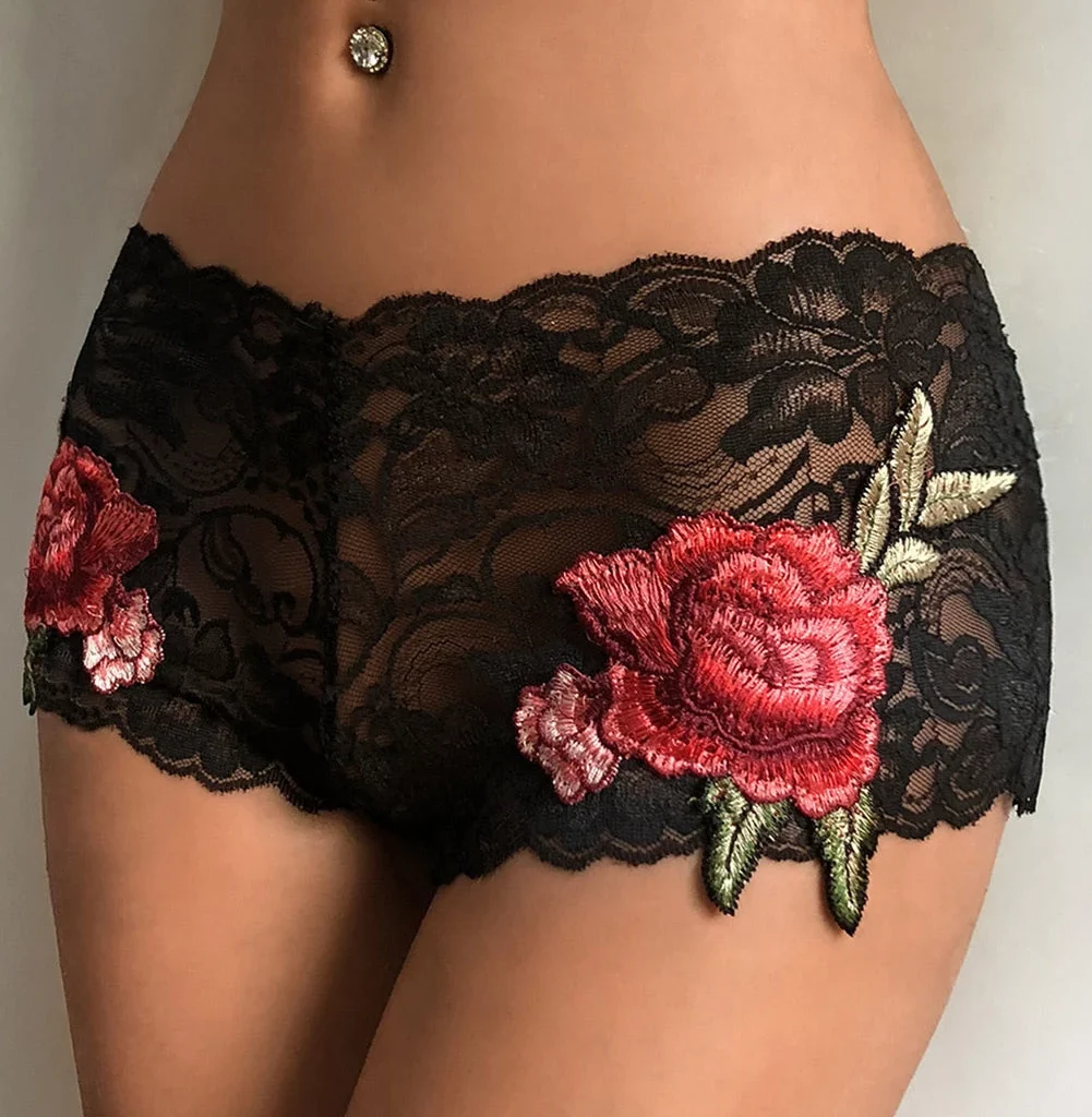 Culotte Femme Dentelle Brodée Fleurs 🌹