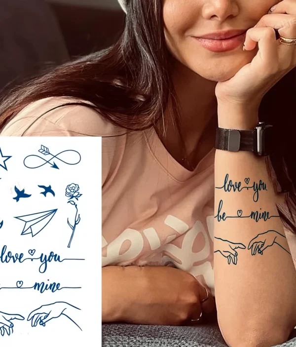 Tatouages Temporaires - Messages d'Amour & Symboles Délicats