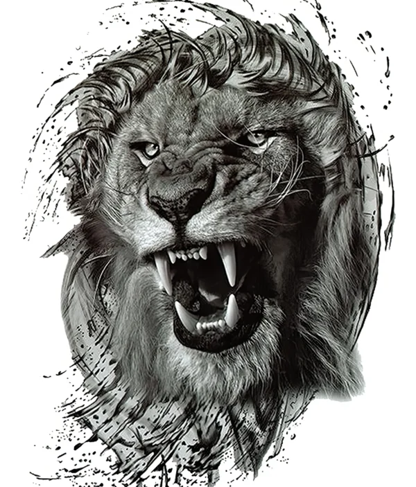 Tatouage Temporaire - Tête de Lion Rugissant