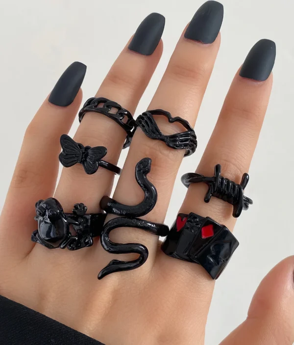 Ensemble de Bagues Gothique & Fantaisie 🖤