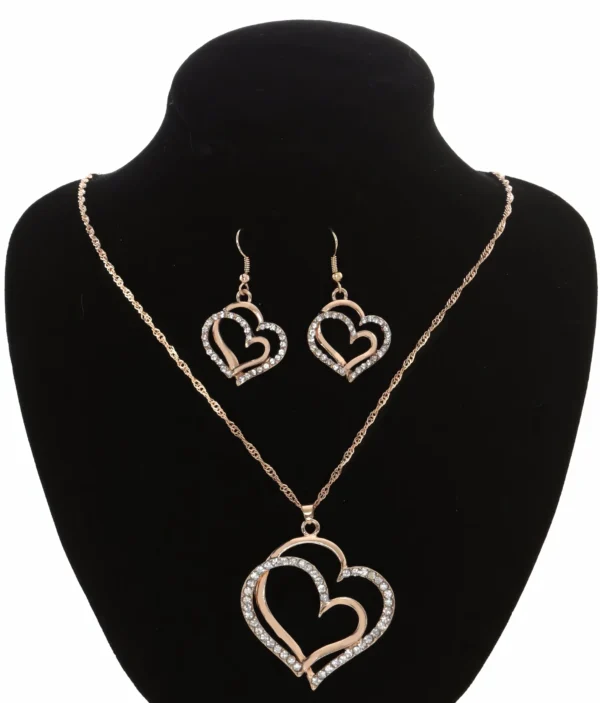 Ensemble Bijoux - Double Cœur Brillant 💖