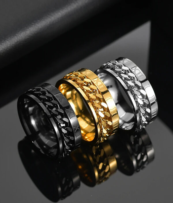 Bague Unisexe – Chaîne Rotative – Anti Stress