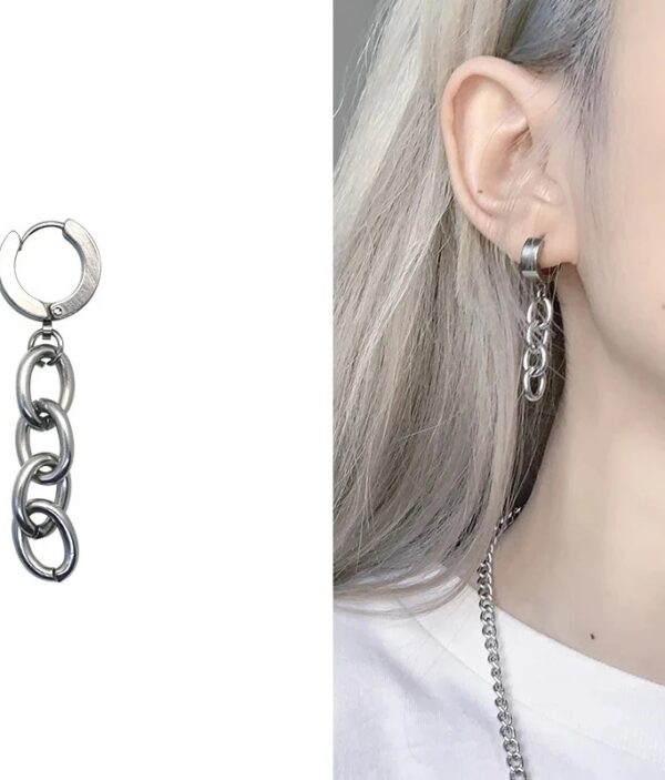 Boucle d'Oreille Chaîne en Acier Inoxydable