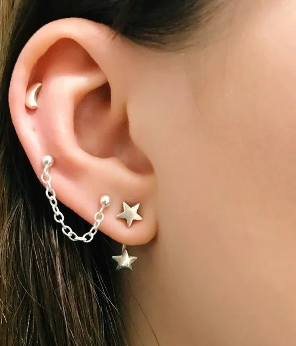 Boucles d'Oreilles Étoile et Lune