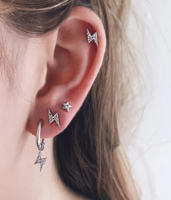Boucles d'Oreilles Éclair et Étoile