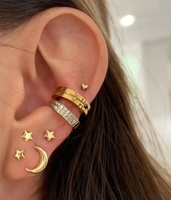 Boucles d'Oreilles Étoiles et Lune