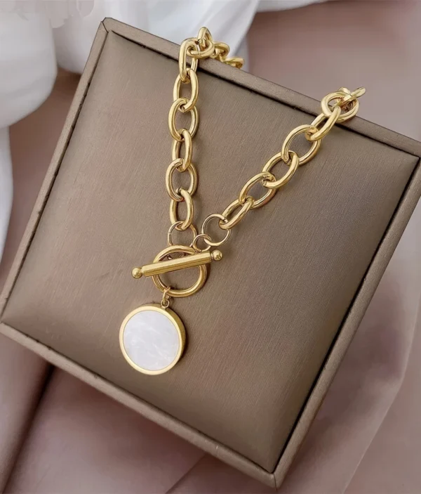 Collier Cercle Nacré - Chaîne Large ✨