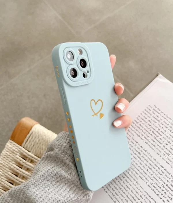 Coque iPhone Élégante - Motif Cœur Doré