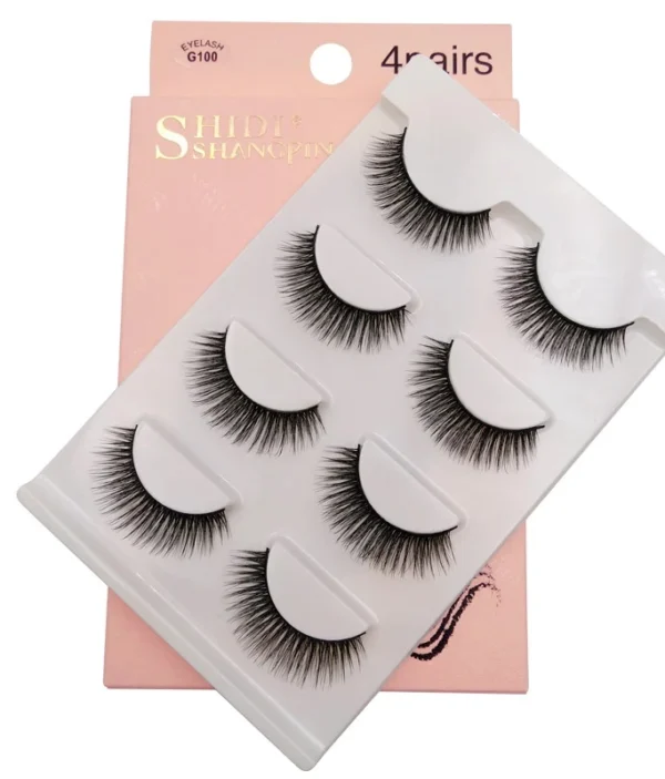 Faux Cils 3D - 4 Paires Naturelles et Réutilisables