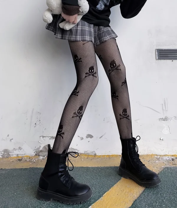 Collant Résille - Motif Crâne Gothique 🖤