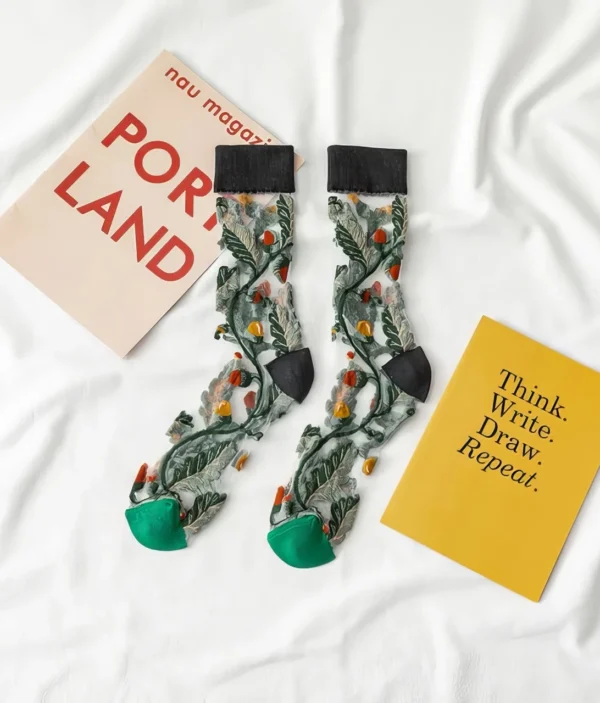 Chaussettes Transparentes - Style Fleuri Élégant 🌸