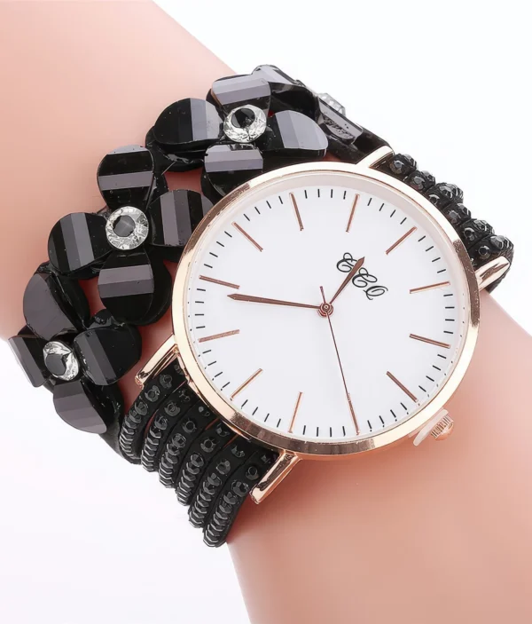 Montre Femme Bracelet - Chic Noir et Strass