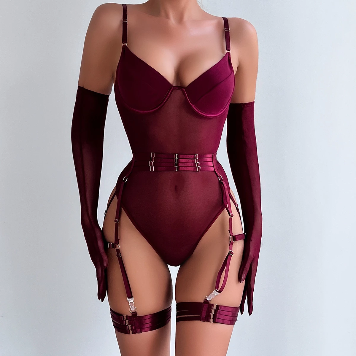 Body Premium en Tulle avec Jarretelles & Gants ❤️ – Image 2