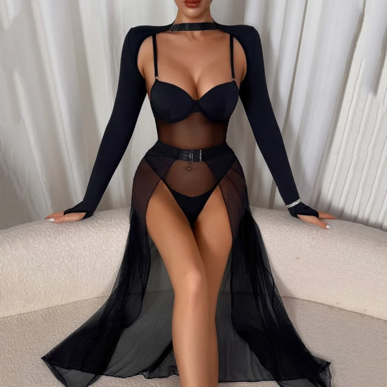 Ensemble Lingerie 3 Pièces en Tulle 🖤
