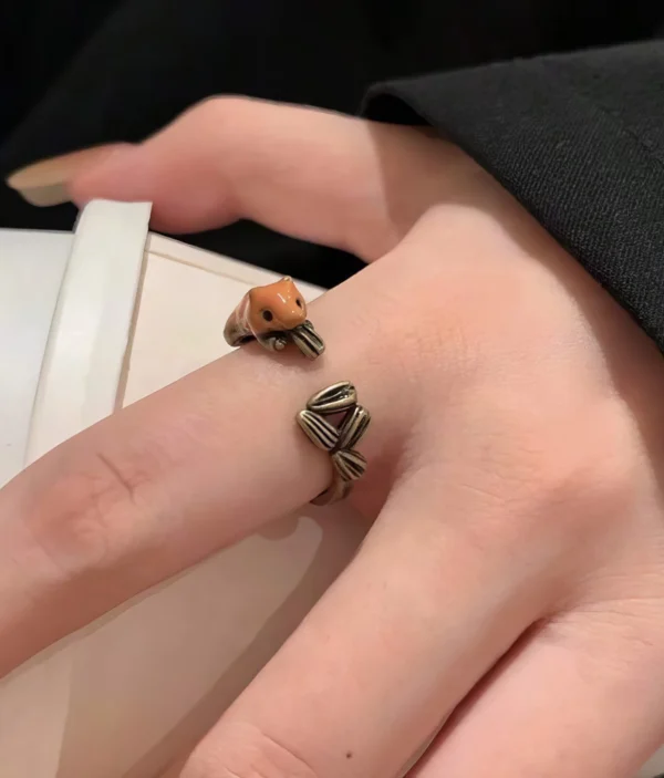 Bague Fantaisie - Écureuil et Graines