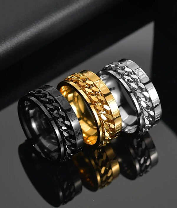 Bague Unisexe – Chaîne Rotative – Anti Stress
